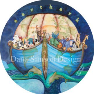 Danasimson.com "Earth Ark" with noah ark in the shape of earth car art sticker